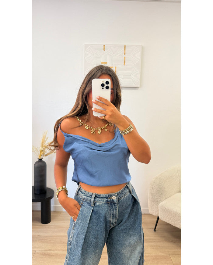 Débardeur collier intégré bleu Ciel