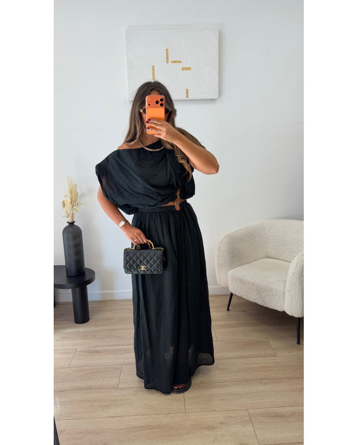Ensemble Jupe Longue anneaux Kaki