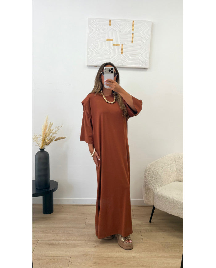 Robe épaulette Viscose Camel