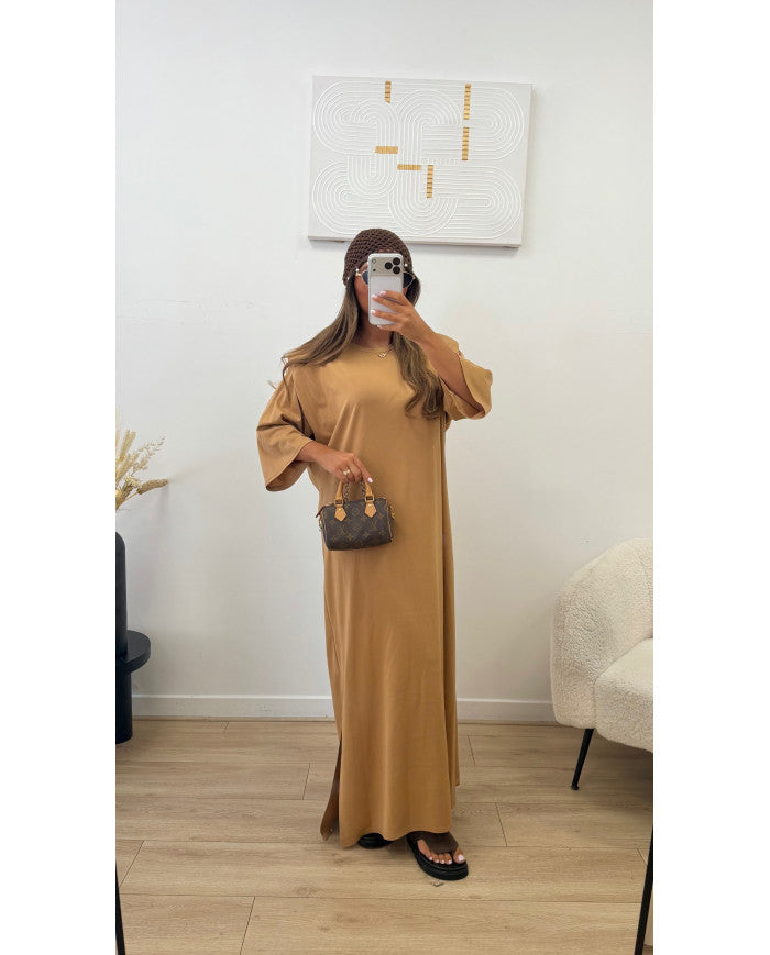 Robe épaulette Viscose Terracota