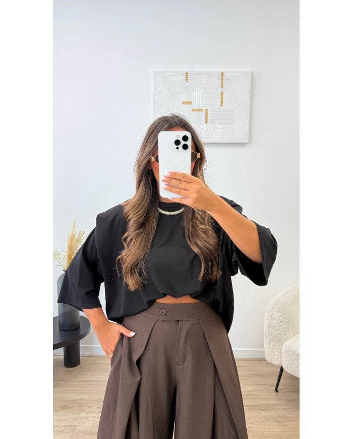 T-shirt épaulette Viscose Violet